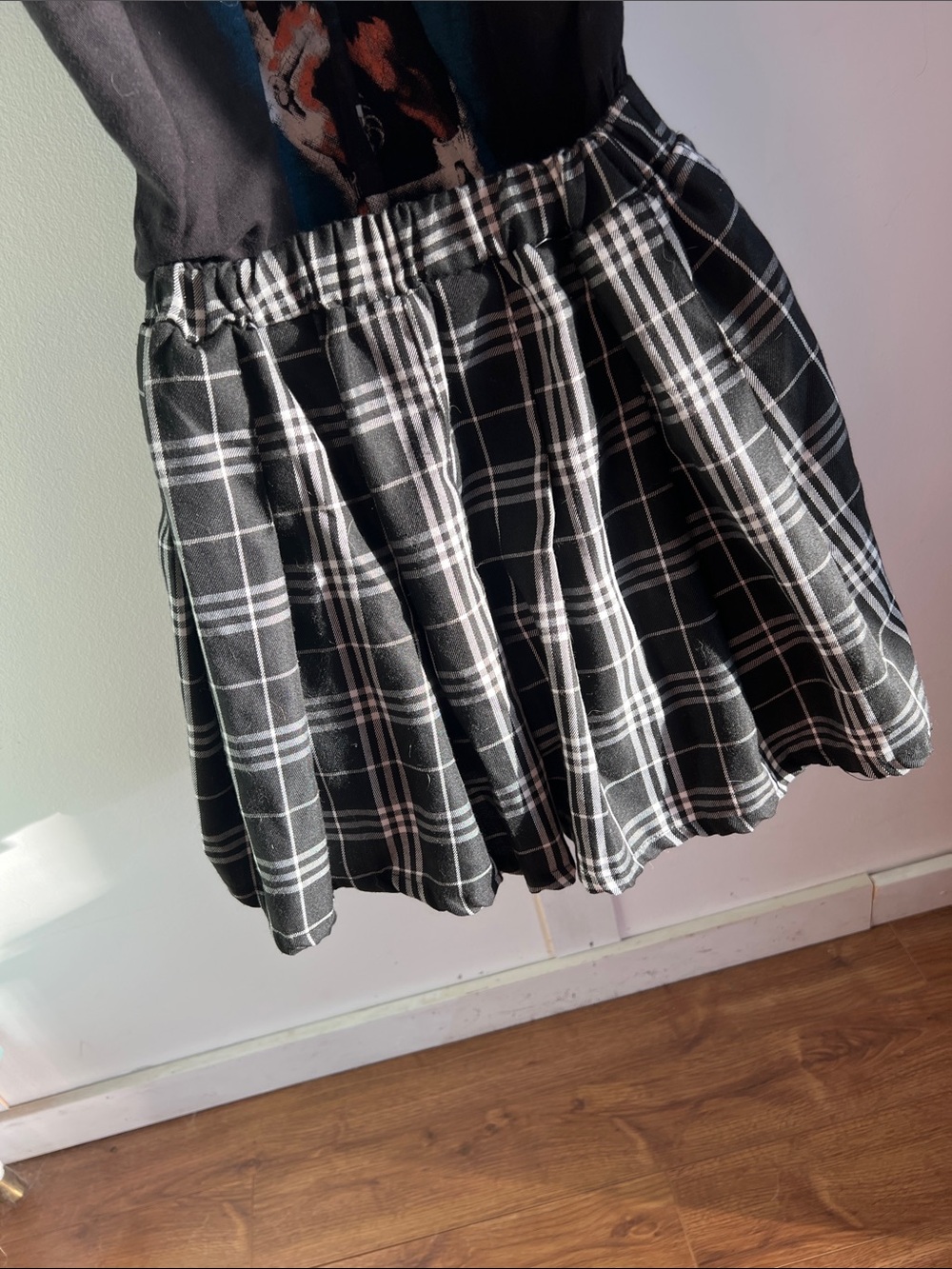 Streetwear Society Black & White Plaid Pleated Mall Punk Skater Skirt - Picture 3 of 6